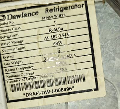Dawalance one door regrigrator for sale 2-3 year good condition