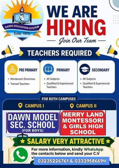 Teacher’s & Aya Required