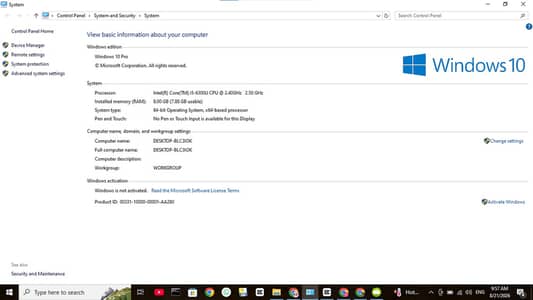 Lenovo 8gb Ram 256gb SSD Intel core i5 gen7