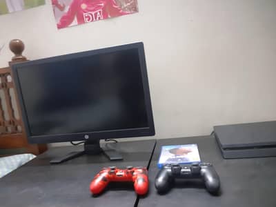Playstation 4 slim with 2 controller And with HDMI Monitor