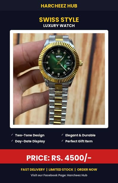 Unisex Green Dial stainless steel watch