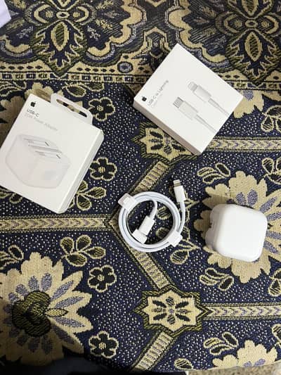 Iphone original 3 pin adapter with cable  just one time used with box