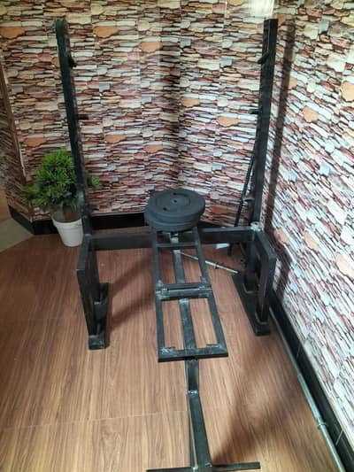 bench press with 2 rods and 2 plates