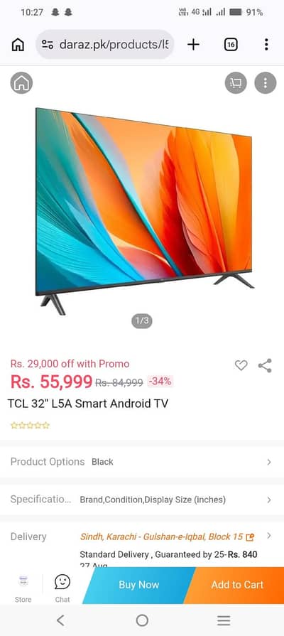 32" TCL 32L5A Brand New Condition