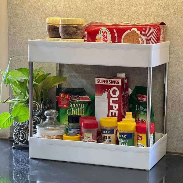 2-Tier Kitchen Countertop Storage Rack – Multipurpose Spice & Organizer Shelf. .