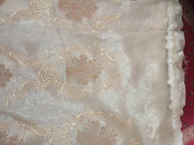 two curtain organza embroidery colour light brown 10 fit length 15