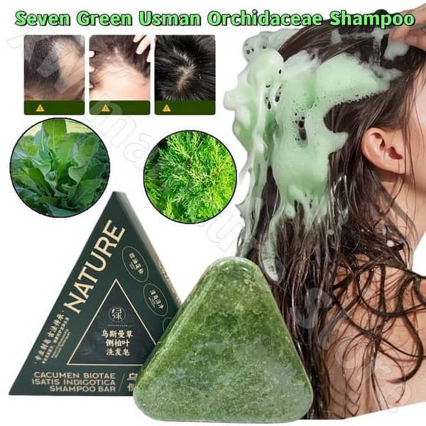 Nature Triangle Shampoo Bar, Nature Green Soap Shampoo, Gentle Cleansing, Strengthen Hair, And Improve Frizziness Hair for Women and Mens