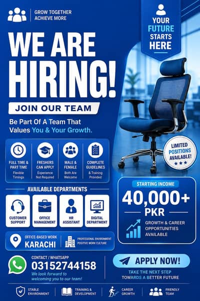  Office Staff Required in Karachi |Freshers Welcome|