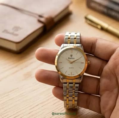 Badus Two-Tone Quartz Watch – Elegant & Classic Design