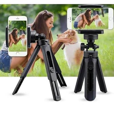 Adjustable Mobile Phone Stand & Mini Tripod Black