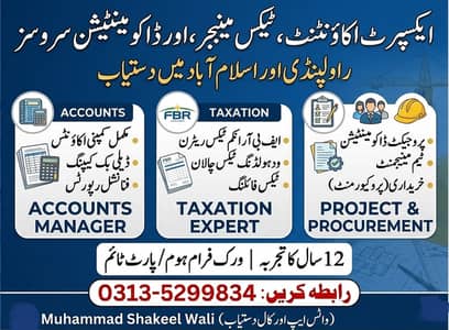 Expert Remote / Part-Time Accounts & Tax Manager (Rawalpindi / Islama