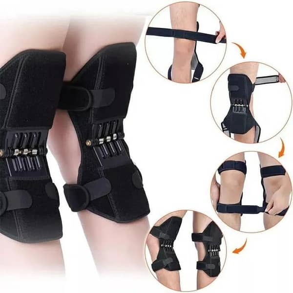 Power Knee Joint Support Knee Pads Stabilizer Powerful Rebound Spring Force Protection Booster Breathable Non-Slip Joint Brace for Men Sports, Squat, Training