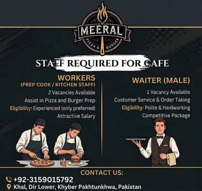 Required a 2 helper in a kitchen and 1 order taker