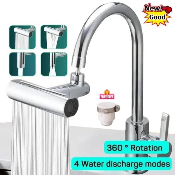 Multifunctional Sink Faucet Connector Kitchen Sink Waterfall Faucet 4 Mode Water Outlet Universal 720° Rotation Water Tap Extend. . .