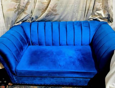blue velvet luxury style sofa's