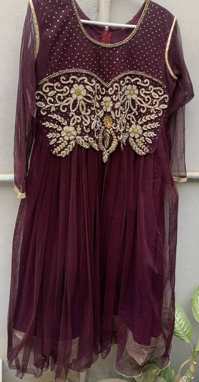 Beautiful Burgundy Fancy Embroidery Frok