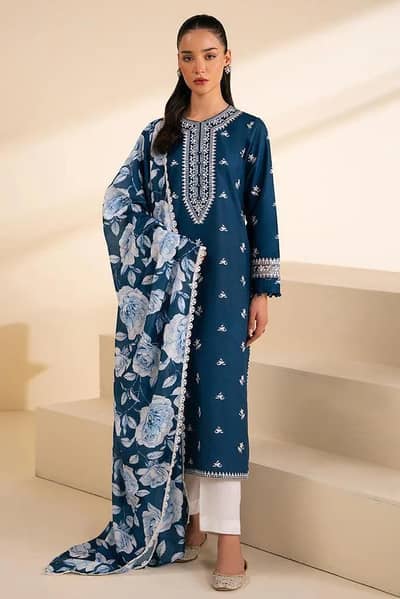 Black & Blue Lawn 3 Piece Suit – New & Stylish