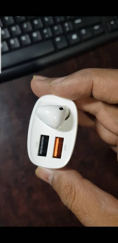 Rock Brand Dual USB Ports Car Charger with Single Earbud
