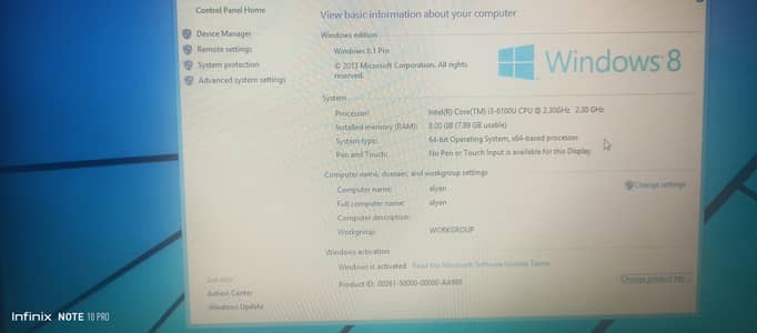 HP pavilion laptop 8/512 ram rom core i3 Mint condition with camera cd