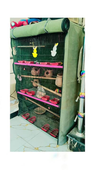 Birds cage 3 portion with fixed covering