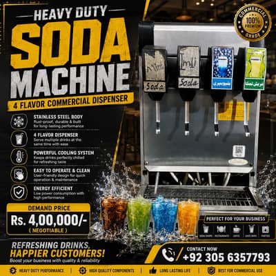 Heavy Duty Soda Machine 4 Flavor | Commercial Slush & Cold Drink Mach