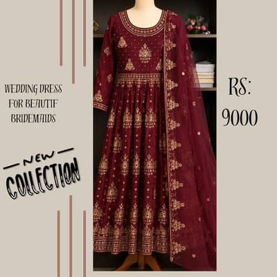 Elegant Embroidered Maroon Maxi Dress – New Collection