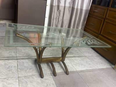 Elegant Glass Top Center Table | Decorative Golden Metal Frame
