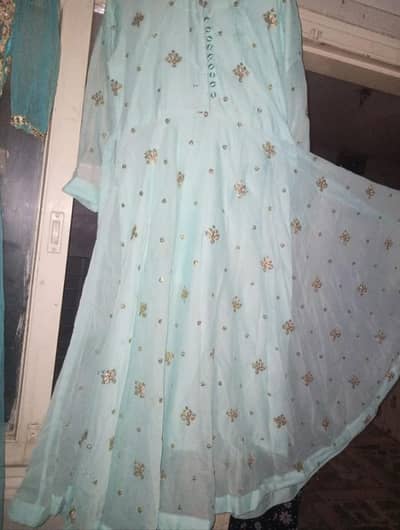 light greenish blue long frock