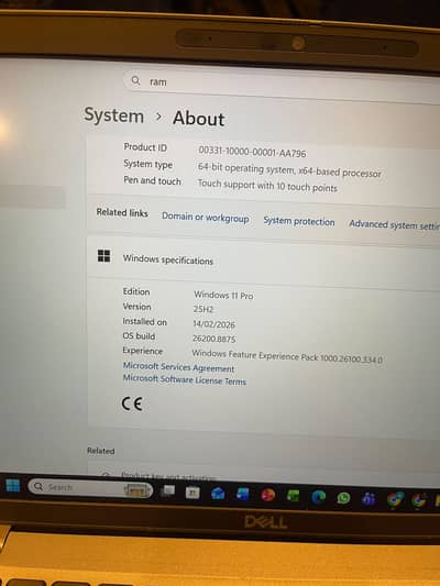 11 Gen intel Core I5-1145G7, 2.60GHz, 16 GB ram, 256 SSD,