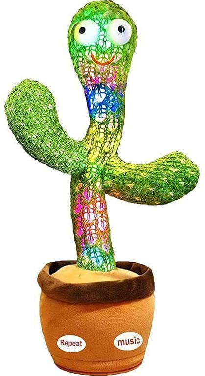 Rechargeable Dancing Cactus Toy for Kids | Talking Cactus Plush with LED Lights, Singing & Dancing