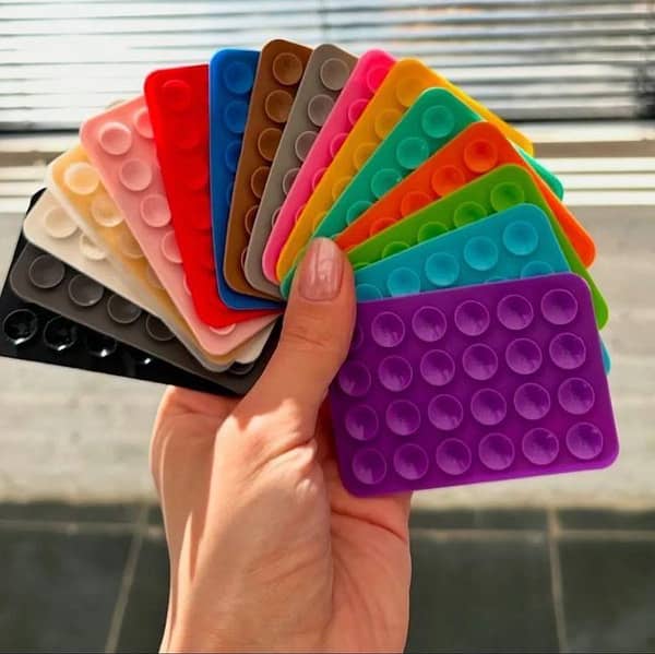 Double Side Silicone Suction Pad Phone Holder | Self-Adhesive Nano Sticky Phone Holder | Universal Square Grip for Phones & Tablets