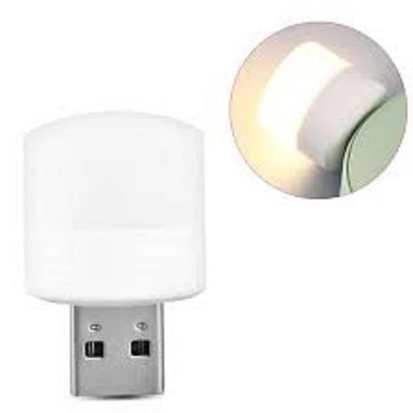 PACK OF 5 USB LED Night Lights | Mini Round USB Lamp | Portable Plug-and-Play White USB Bulbs