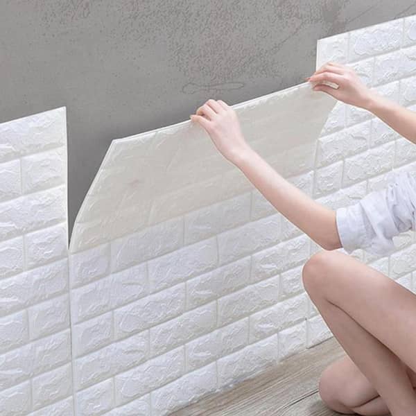 3D Brick Wall Stickers: Peel-and-Stick PE Foam Wallpaper Sheets (70 cm x 77 cm) for Bedroom Walls
