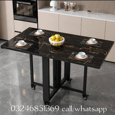 FOLDING HOME DINING TABLE 6 SEATER , LOCKED WHEEL BASE TABLE