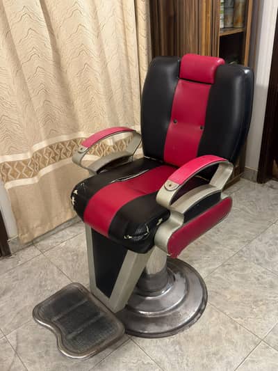 Professional Barber Salon Chair | Heavy-Duty Metal Base | Black & Red