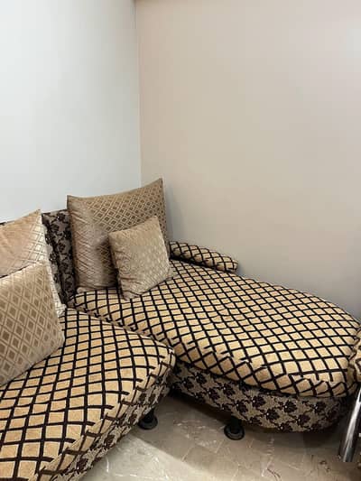 Sofa Set L Shaped brown colr