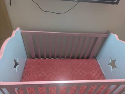 Baby Cot with Storage Drawer Pink & Blue