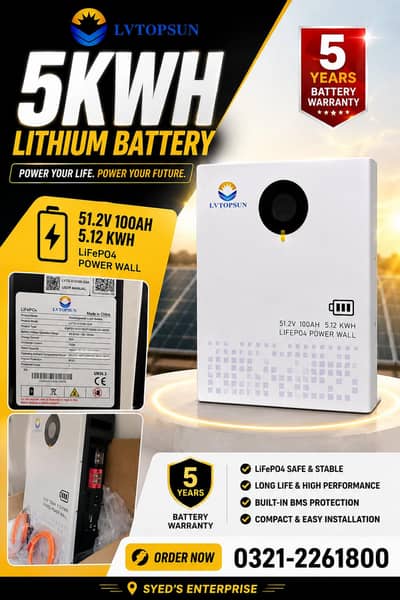 LVTOPSUN 51.2v100ah Lithium Battery [5.12kWh]