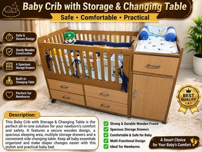 BABY CRIB WITH STORAGE & CHANGING TABLE