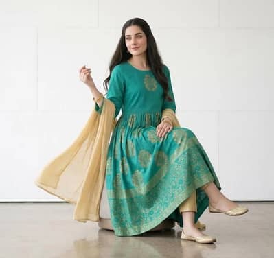 3 pics lawn maxi long drees