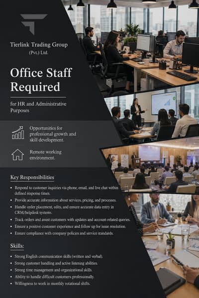 Fresher required for office work