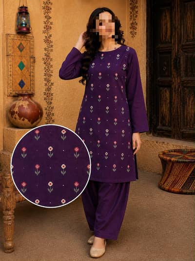 MOST DEMANDING BareezeEMBROIDERED khaddar 2 PIECE*