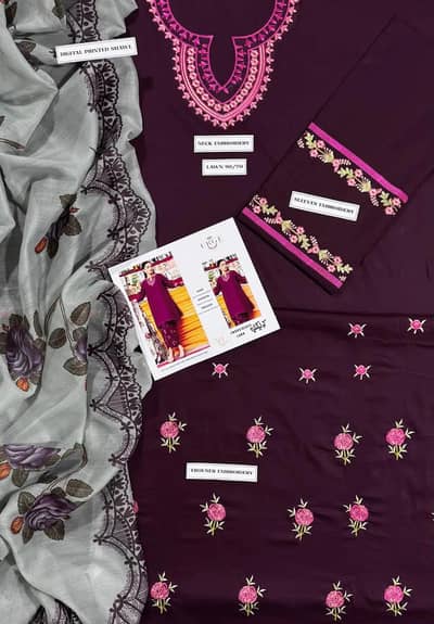 Urge 3Pc Embroidered Lawn Suit with Digital Shawl - COD