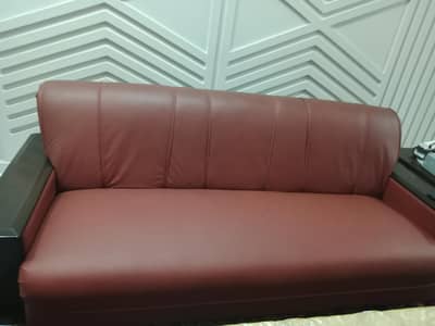 Maroon Leather Sofa