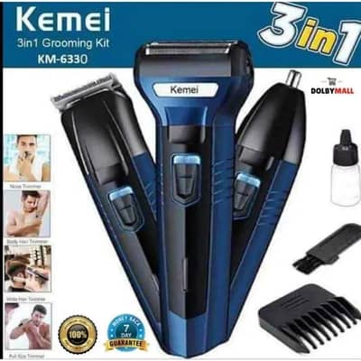 Kemei 3 in 1 Hair Trimmer KM-633 silver blue