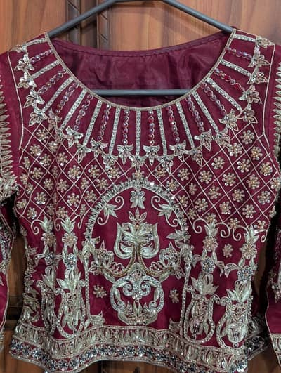 Heavy Bridal Lehenga Choli 3 Piece - Maroon/Golden - Barely Used*