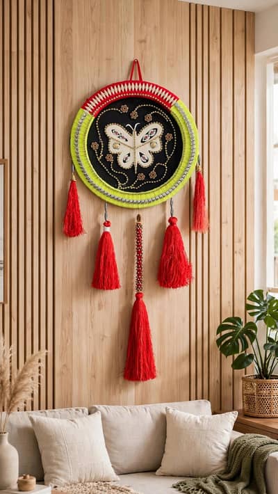 Handmade Butterfly Boho Wall Hanging - Lippan Art Style