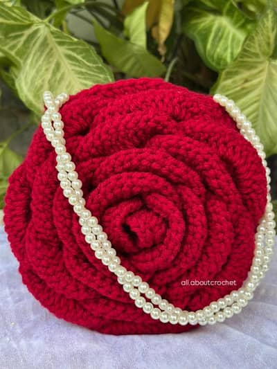 Crochet Rose Bag