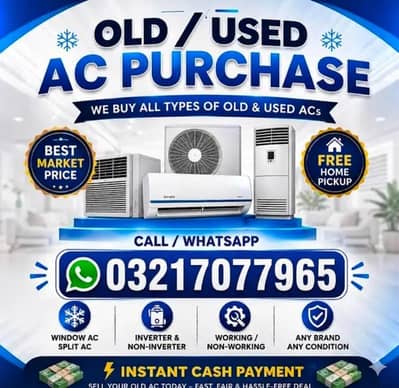 we purchase used new ac , window Ac , split ac, DC inverter ac