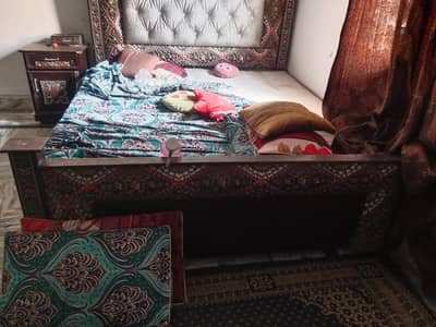 bed king size double mirror dressing table side table iron stand